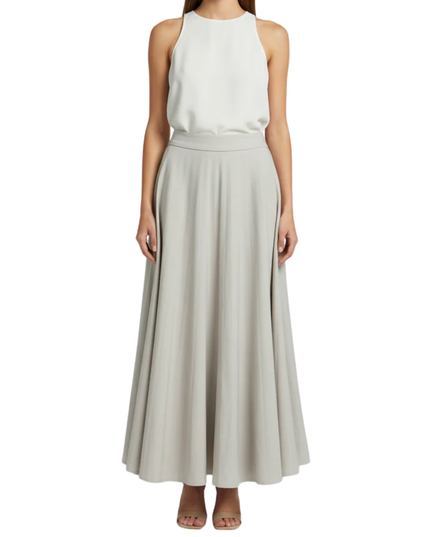 Stradivarius Beige Flared Midi Skirt