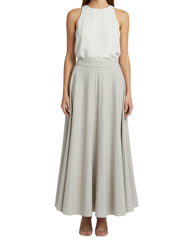 Stradivarius Beige Flared Midi Skirt