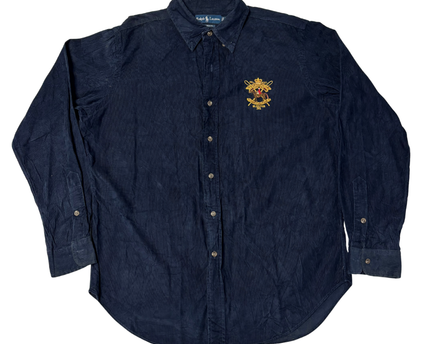 Ralph Lauren Navy Blue Corduroy Classic Fit Button-Down Shirt