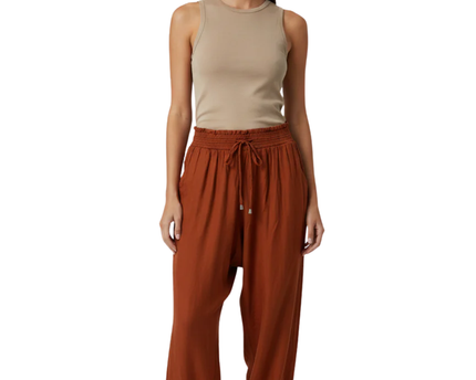 American Eagle Rust Smocked Waist Jogger Pants