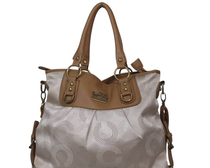 Coach Beige Signature Sateen Satchel Bag