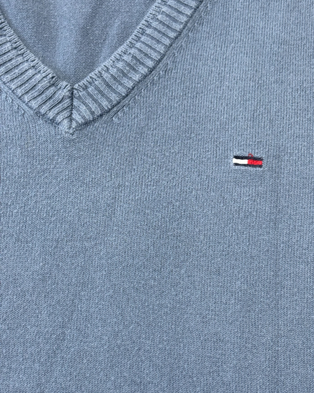 Hilfiger Denim Blue V-Neck Cotton Blend Sweater