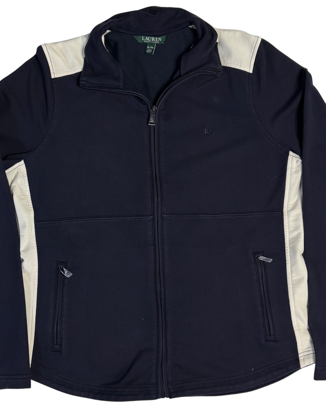 Ralph Lauren Navy Blue/Cream Colorblock Zip-Up Jacket