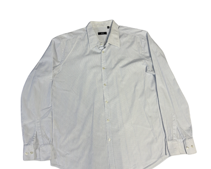 Hugo Boss White/Blue Striped Long Sleeve Dress Shirt