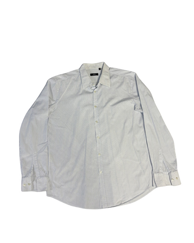 Hugo Boss White/Blue Striped Long Sleeve Dress Shirt