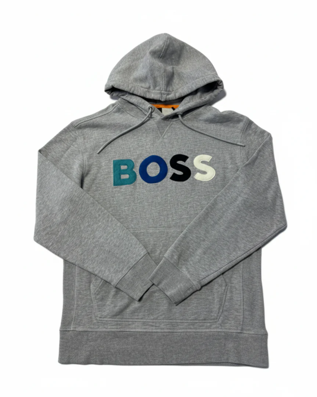 BOSS Grey Multi-Color Logo Appliqué Hoodie