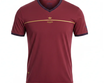 Adidas Burgundy Trefoil V-Neck T-Shirt