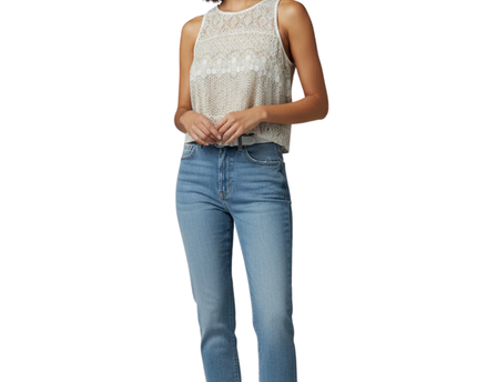 Bar III White Lace Sleeveless Crop Top