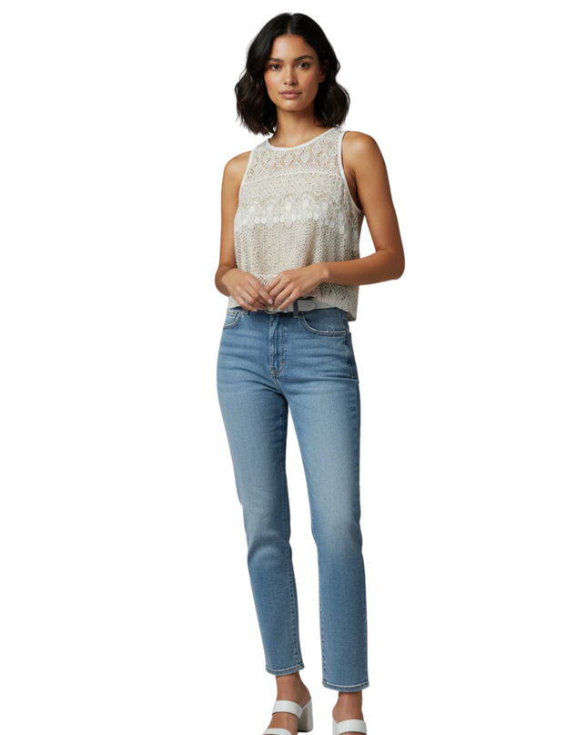 Bar III White Lace Sleeveless Crop Top