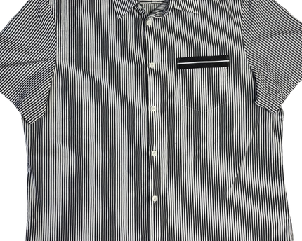 Calvin Klein Black/White Striped Short Sleeve Button-Down Shirt