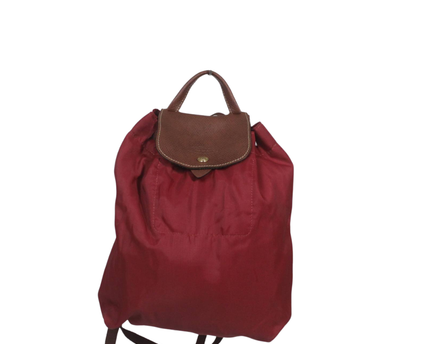 Longchamp Red Le Pliage Nylon & Leather Backpack