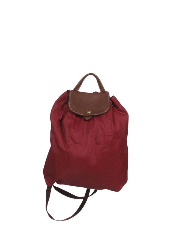 Longchamp Red Le Pliage Nylon & Leather Backpack