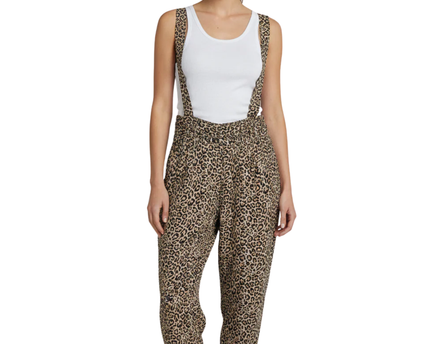 American Eagle Leopard Print Elastic Waist Viscose Pants