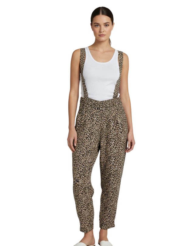 American Eagle Leopard Print Elastic Waist Viscose Pants
