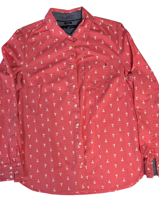 Tommy Hilfiger Pink Classic Fit Patterned Long Sleeve Shirt