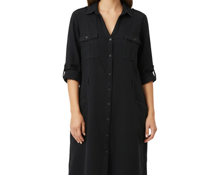 Mango Black Utility Shirt Dress