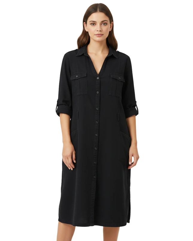 Mango Black Utility Shirt Dress