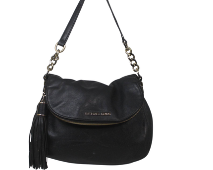 Michael Kors Black Pebbled Leather Tassel Shoulder Bag