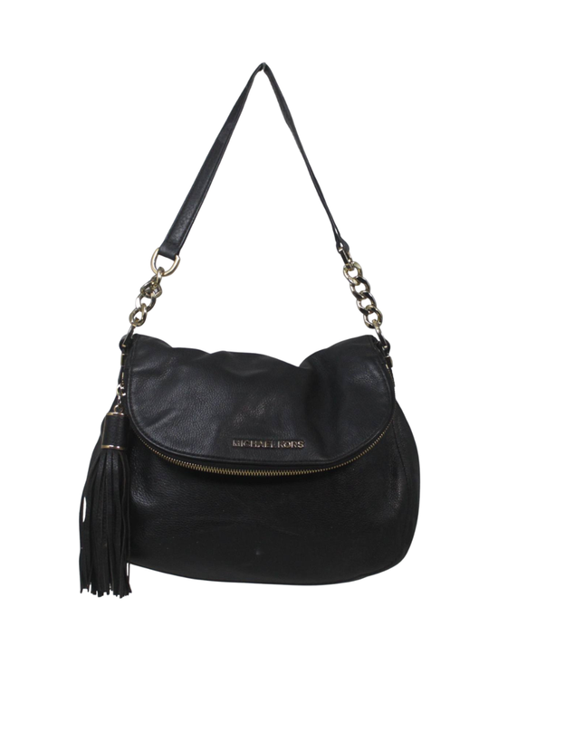 Michael Kors Black Pebbled Leather Tassel Shoulder Bag