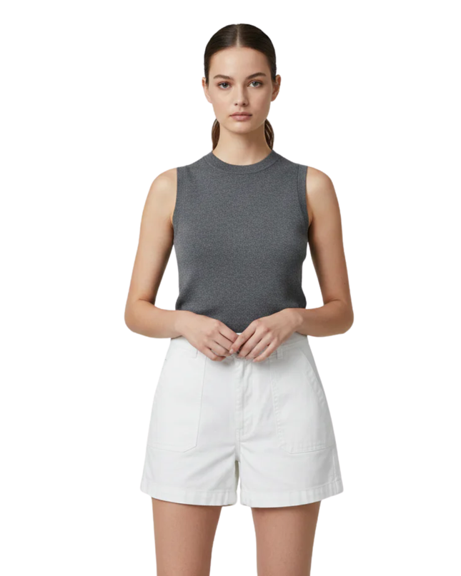 Tommy Jeans White High-Waisted Utility Cotton Shorts