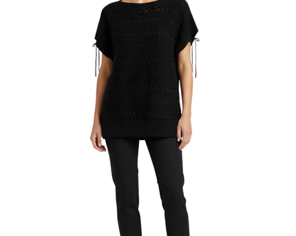 Lauren Ralph Lauren Black Cable Knit Cap Sleeve Sweater