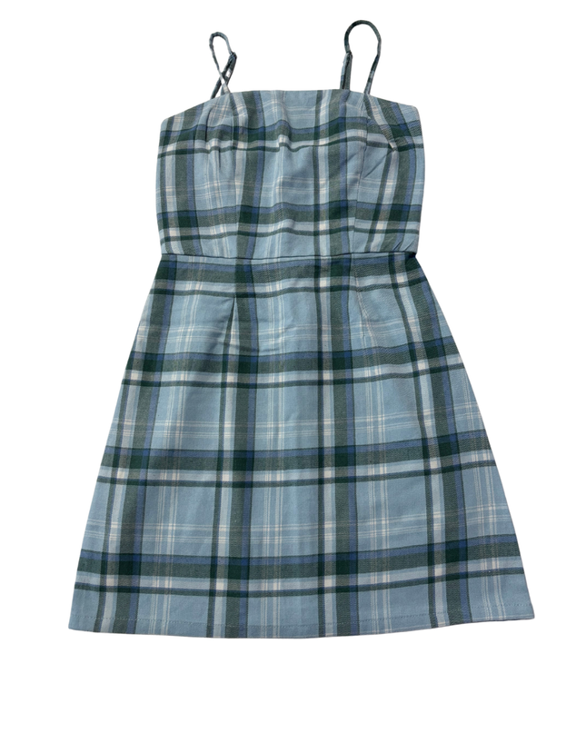 Aeropostale Blue Plaid Smocked Back Mini Cami Dress
