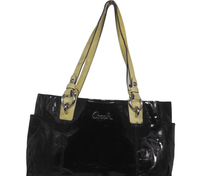 Coach Black Embossed Patent Leather Tote Bag