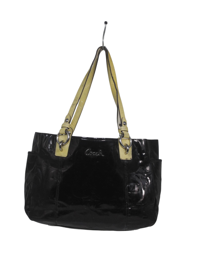 Coach Black Embossed Patent Leather Tote Bag