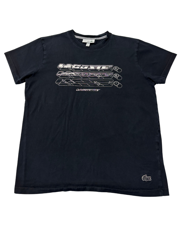 Lacoste Black Slim Fit Abstract Logo Print Graphic T-Shirt