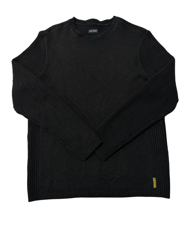 Armani Jeans Black Ribbed Detail Crewneck Sweater