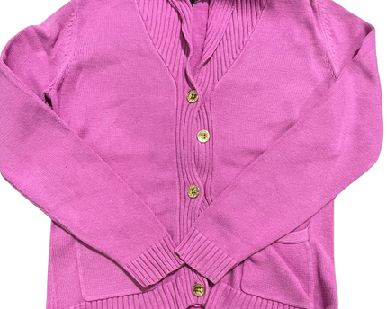 Lauren Ralph Lauren Pink Shawl Collar Cotton Cardigan