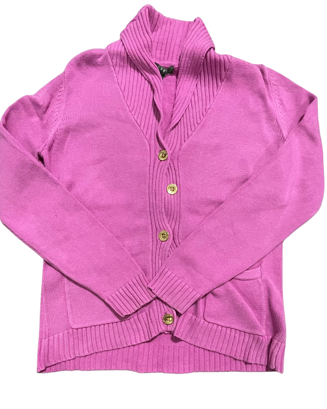 Lauren Ralph Lauren Pink Shawl Collar Cotton Cardigan