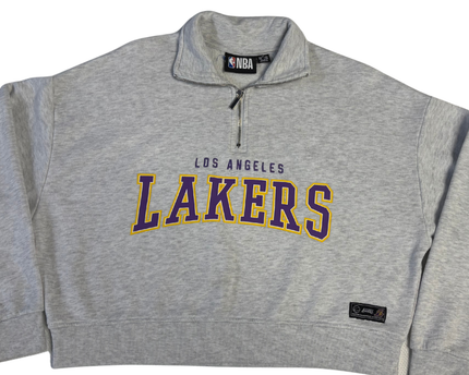 NBA Los Angeles Lakers Grey Quarter-Zip Cropped Sweatshirt