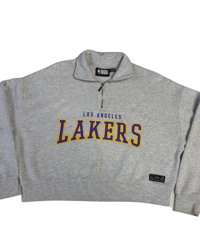 NBA Los Angeles Lakers Grey Quarter-Zip Cropped Sweatshirt