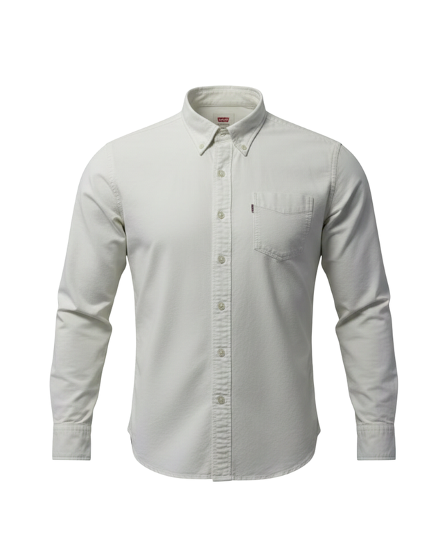 Levi's White Button-Down Long Sleeve Cotton Shirt