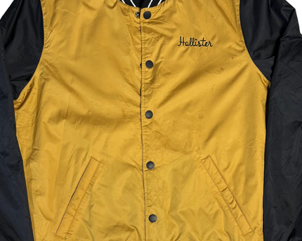 Hollister Yellow Contrast Sleeve Varsity Bomber Jacket