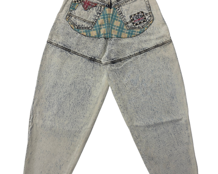 Get Used by Elie Acid Wash Blue Vintage High-Waisted Tapered Jeans