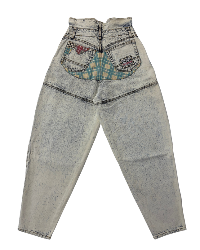 Get Used by Elie Acid Wash Blue Vintage High-Waisted Tapered Jeans