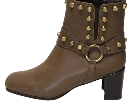 Stuart Weitzman Brown Studded Leather Ankle Boots