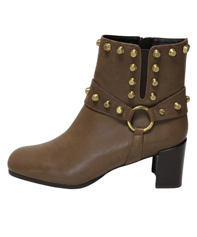 Stuart Weitzman Brown Studded Leather Ankle Boots