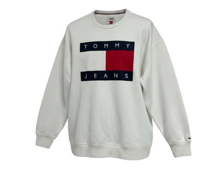 Tommy Jeans White Graphic Logo Crewneck Sweatshirt