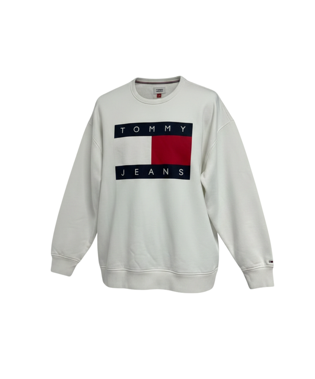 Tommy Jeans White Graphic Logo Crewneck Sweatshirt