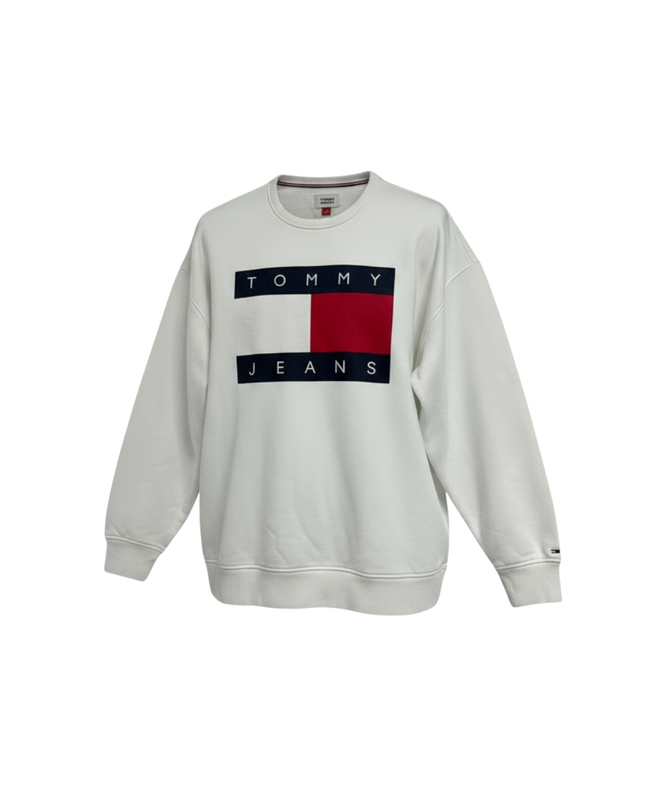 Tommy Jeans White Graphic Logo Crewneck Sweatshirt