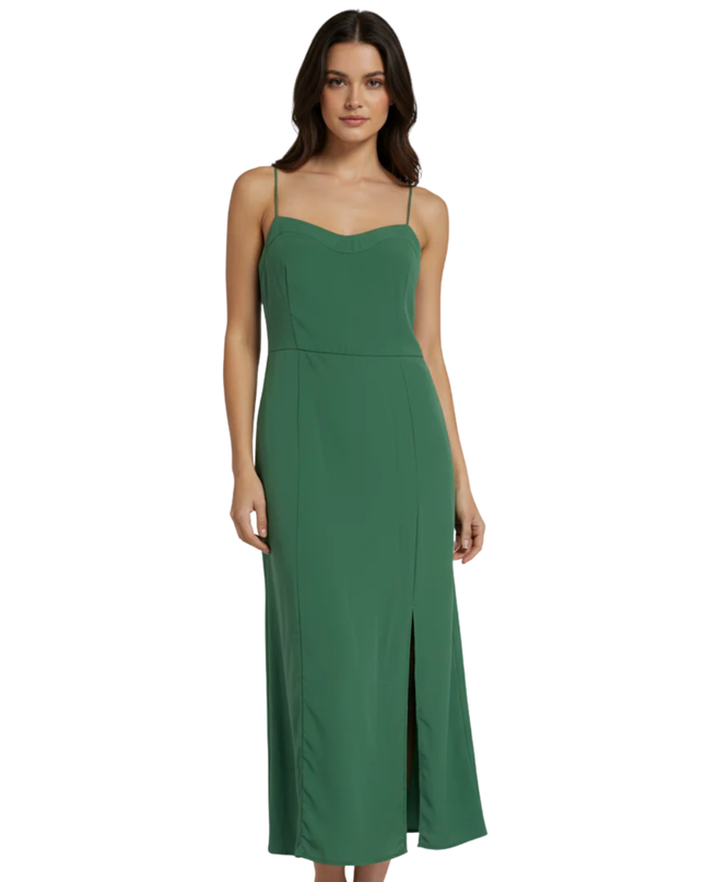Abercrombie & Fitch Green Smocked Midi Dress