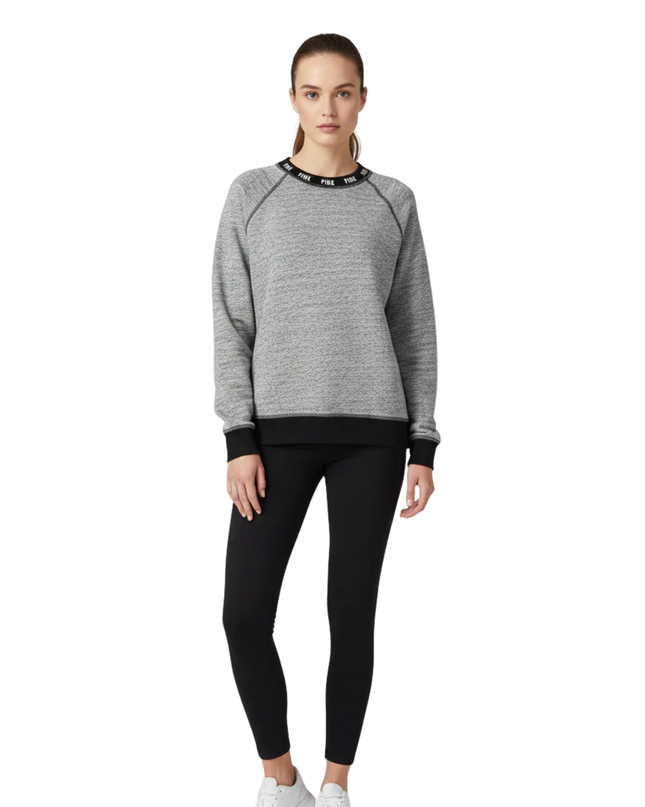 PINK Grey Marl Raglan Sleeve Sweatshirt