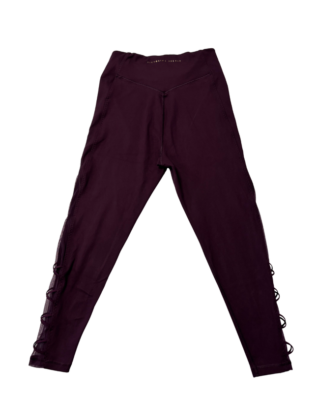 Victoria's Secret Burgundy Mesh Lattice Detail Leggings
