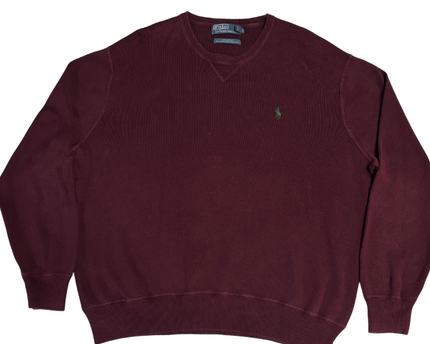 Polo Ralph Lauren Maroon Ribbed Knit Crew Neck Sweater