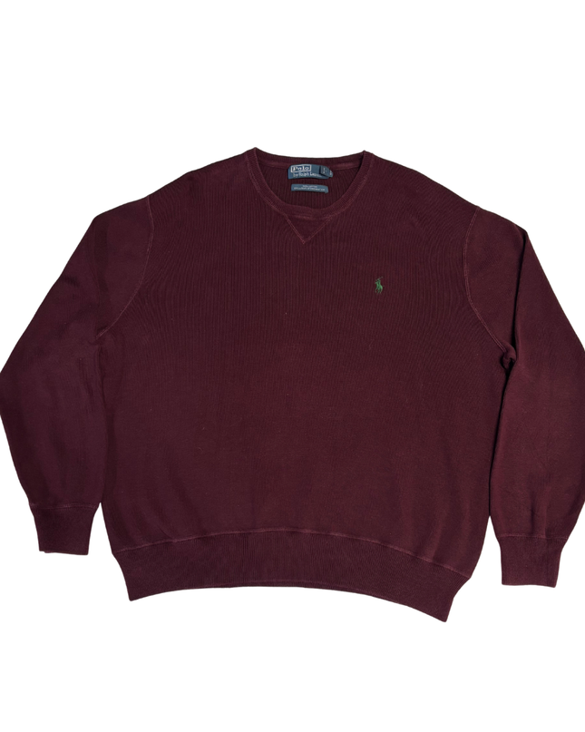 Polo Ralph Lauren Maroon Ribbed Knit Crew Neck Sweater