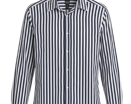 H&M Black/White Striped Slim Fit Long Sleeve Shirt