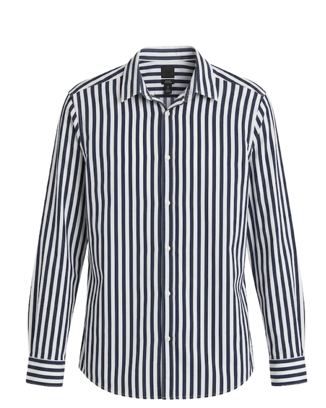 H&M Black/White Striped Slim Fit Long Sleeve Shirt